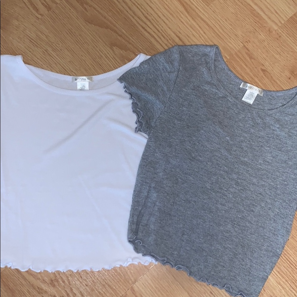 Grey and white crop top